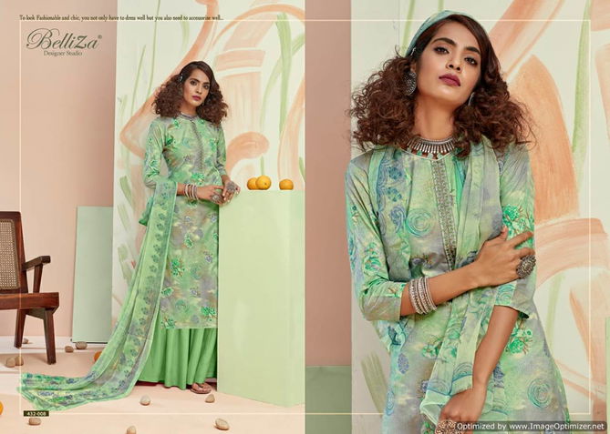 Belliza Pearls Pure Cotton Designer Dress Material